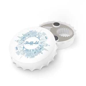 Sheffield skyline bottle opener | Cityscape circular design