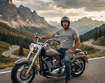 Short Sleeve Mens Biker tshirt - Ride With Honor for Bike Lovers