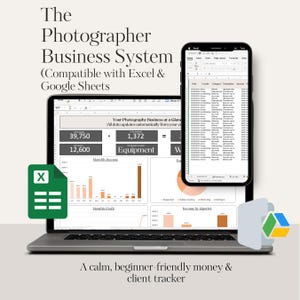Photography Income & Expense Tracker | Photographer Business Spreadsheet | Excel | Google Sheets | Template for Photographers
