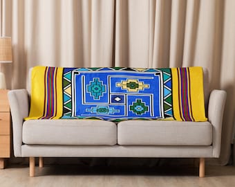 Couverture en sherpa à imprimé Ndebele | Design sud-africain (jaune)