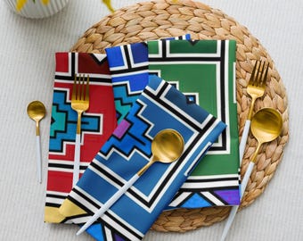 Ensemble de serviettes en tissu à imprimé Ndebele (4)