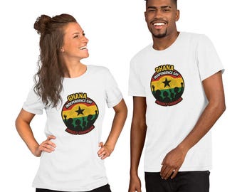 T-shirt unisexe de la fête de l'indépendance du Ghana (noir/blanc) v2