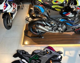 Handmade Kawasaki Ninja H2 Rug – Tufted Motorcycle Floor Mat