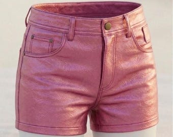 Genuine Leather High-Waisted Mini Shorts – Boho Festival Streetwear Outfit