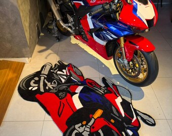 Handmade Honda CBR 1000RRR Motorcycle Rug – Tufted Biker Garage Decor