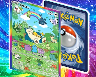 Tarjeta promocional personalizada de Ditto Snorlax // Arte alternativo completo // Totalmente holográfica