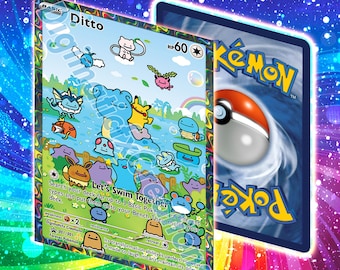 Tarjeta promocional personalizada de Ditto Lapras // Arte alternativo completo // Totalmente holográfica