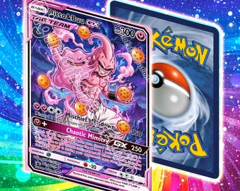 Tarjeta promocional personalizada de Ditto y Buu Tag-Team GX // Arte alternativo completo // Totalmente holográfica
