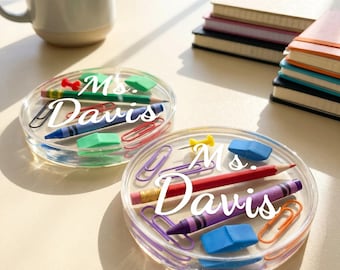 Personalized Teacher Resin Coaster, Custom Name Desk Decor, Appreciation Gift
