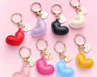 Leather Heart Keychain with 'Love' Charm – Bag, Key Accessory