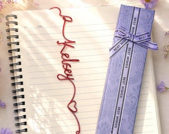 Personalized Wire Name Bookmark, Custom Bookworm Gift, Teacher Appreciation (Gift Box)