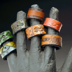Leather Tooled RIngs