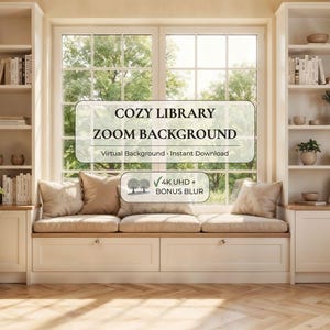 Fondo virtual para Zoom | Biblioteca acogedora y estantería | Despacho en casa | Teams y Google Meet