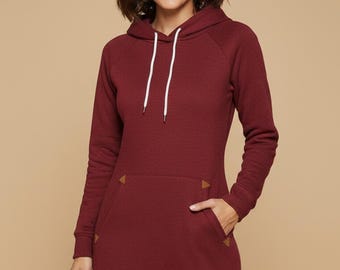 knee length sweatshirt dress Safuny Women's Knee Length Hoodie Dress Long Sweatshirt Pullover Pocket Solid Color Crew Neck Holiday Long Sleeve Elegant Casual Daily Comfy Trendy