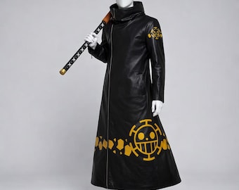 Anime Inspired Black Leather Long Coat | Anime Cosplay|Handmade Costume