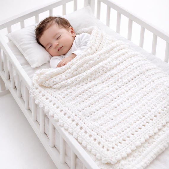 blanket a baby's bed Buy White Crochet Baby Blanket, Lightweight Newborn Receiving Blanket,  Neutral Nursery Bedding, Handmade Baby Gift Online in India