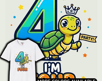 Fourth Birthday Turtle T Shirt Ocean Animal Graphic Tee Baby Toddler Kids Birthday Gift