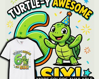 Turtle Sixth Birthday Shirt Cartoon Reptile Graphic Tee Baby Toddler Kids Adult Gift Outfit