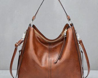 Damen Leder Handtasche - Mode Schulter Crossbody Tote Geldbörse mit großer Kapazität, lässige Alltagshandtasche für Arbeit, Reisen und den täglichen Gebrauch