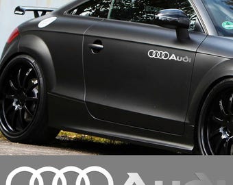 2x Audi Side Door Decal, 28cm High Quality Vinyl Sticker, Windshield Hood Decal, Rings Logo Car Body Sticker, Car Lover Gift