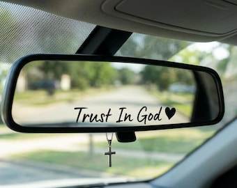 Trust In God Car Mirror Decal, Religious Faith Sticker, Christian Accessory