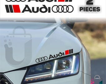 Audi Motorsport Vinyl Decal Set | 11 Inch (28cm) Racing Logo Stickers for Side Skirt & Bonnet – Pack of 2