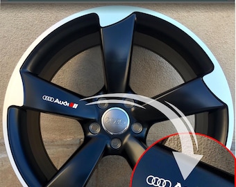 4× Audi 4-Inch Rim Stickers – Car Wheel Decals | Badge, Logo, Emblem & Stripes