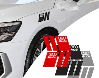 Audi Hood Fender Vinyl Decal | Pack of 2 | 7x4 Inch Racing Stripe Sticker | A3 A4 A5 S-Line Sport
