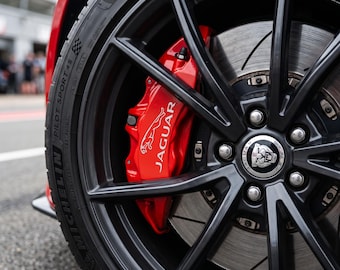 4x Jaguar Brake Caliper Vinyl Decal Sticker, Heat Resistant Jaguar Logo Leaping Cat Caliper Sticker, Compatible with Jaguar XE XF XJ F
