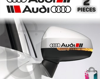 2 adesivos para retrovisores laterais Audi – adesivos de vinil de 15 cm para emblemas e logotipos de carros