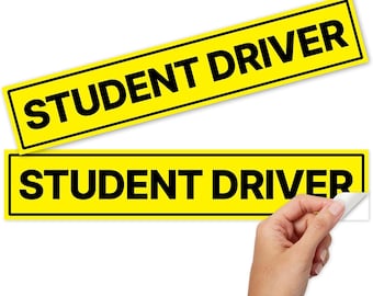 Non-Magnetic Student Driver Stickers - Removable Vinyl Decals for Cars & Windows  (11x2.125 inches, 2-Pack)