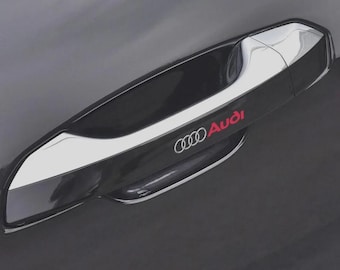 Audi Badge Emblem decal Set of 4 | 3 Inch Vinyl Car Decals for Mirror Door Handle | Waterproof UV Resistant Emblem