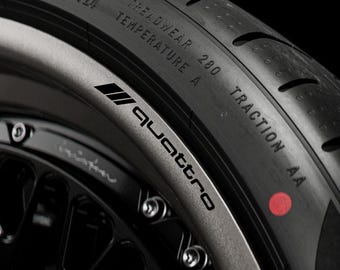 Audi quattor Up-Curve Alloy Wheel Decals – 4 Pack | 9cm Vinyl Rim Stickers for Car Wheels