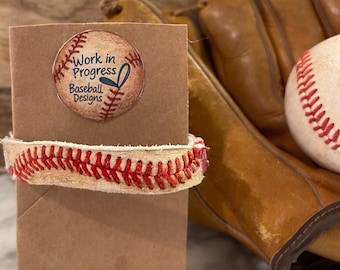 Upcycled Leather Baseball Bracelet -Handcrafted Game worn –Repurposed Sports Jewelry