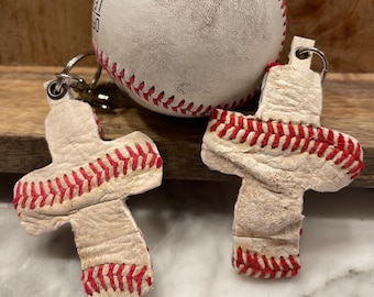Game-Worn Baseball Cross Keychain – Repurposed Sports Bag Charm