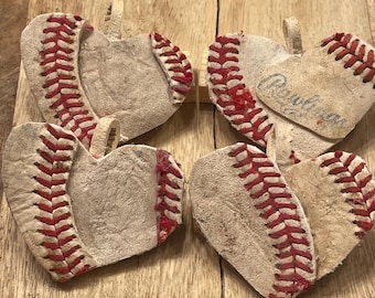 Baseball and Softball Heart - Upcycled Leather -Handcrafted Game worn – Repurposed Sports Jewelry-Keychain Bag