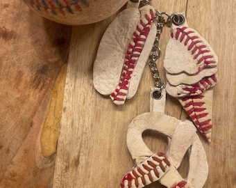 Game-Used Baseball Keychain, Hot Dog, Pretzel, Ice Cream Drip Bag Charm