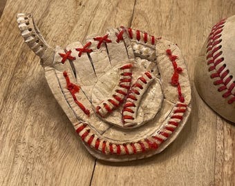 Fielding Glove Keychain- Made from real game worn baseballs- Bag Charm-Handcrafted and Upcycled