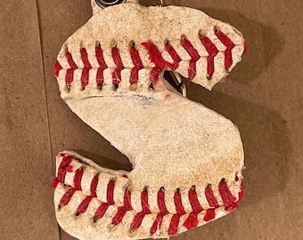 Custom Baseball Softball Letter Charm – Game-Used Leather Keychain Bag Accessory