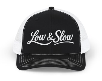 Low & Slow BBQ Hat | Pitmaster Trucker Hat | BBQ Lifestyle Cap | BBQ Gift | County Line Cookers