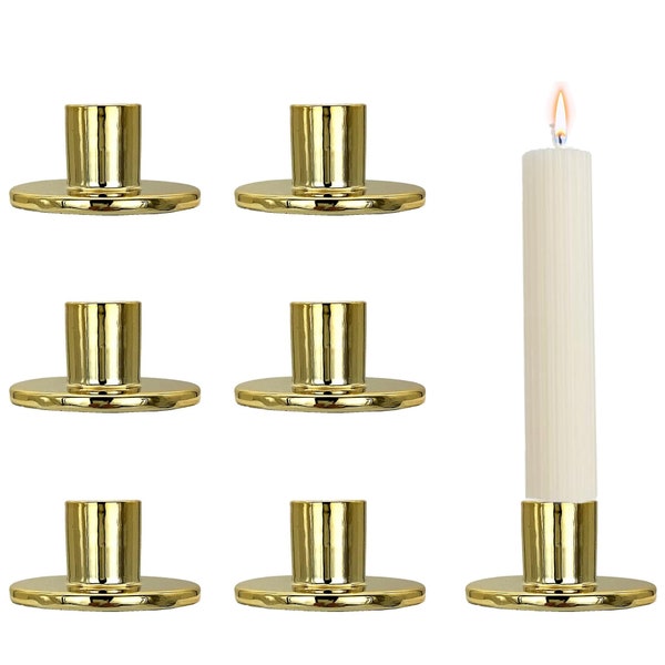 6 pcs Taper Candle Holder Ceramic Minimalist H-1.5" Ceramic Stick Candle Holder Tabletop Events Weddings Holidays Thanksgiving Christmas