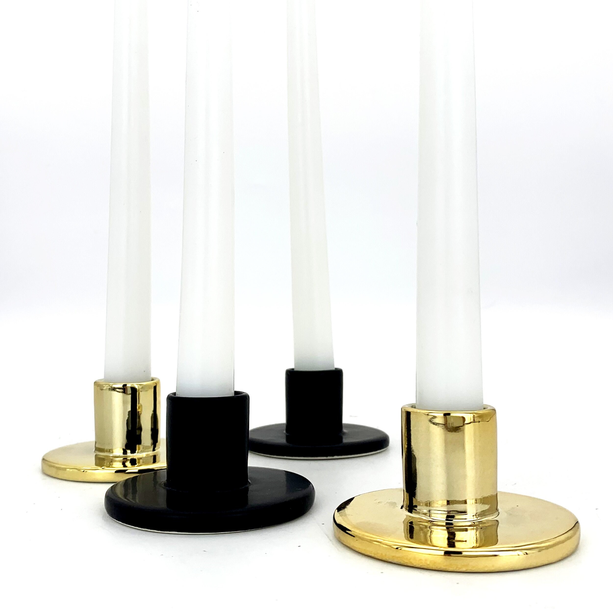 Black and Gold Candle Holders, Modern Ceramic Candlesticks, Dripping Gold  Candleholders, Halloween Decor 