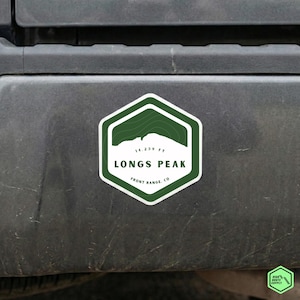 Insignia del sendero Longs Peak / Adhesivo de vinilo hexagonal de la Cordillera Frontal de Colorado