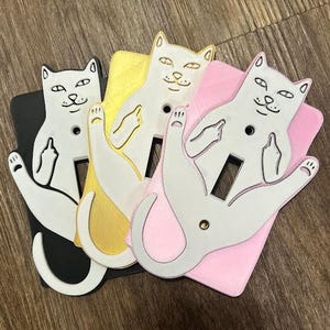 Interruptor de luz com gato engraçado - Presente hilário para amantes de gatos - Ideia original para casa - Decoração com gatos - Placa de interruptor de luz com gato - Placa de parede com gato