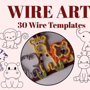 Safari Animal I-Cord Knitting Templates, Wire Art Figures (PDF Pattern, 30 Designs)