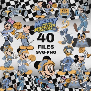 Musse Pigg och Roadster Racers Clipart, SVG PNG-filer (digital nedladdning)