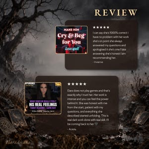 The image is a screenshot of a review page featuring a woman's opinion about a tarot reading service. The review includes a rating of 5 stars, a quote from Vivienne, and a rating of 4 stars. The review also includes a screenshot of a tarot reading session, with a rating of 4 stars. The overall layout and content of the image suggest it is a review page for a tarot reading service.