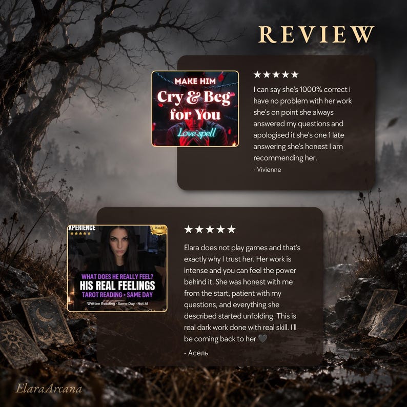 The image is a screenshot of a review page featuring a woman's opinion about a tarot reading service. The review includes a rating of 5 stars, a quote from Vivienne, and a rating of 4 stars. The review also includes a screenshot of a tarot reading session, with a rating of 4 stars. The overall layout and content of the image suggest it is a review page for a tarot reading service.
