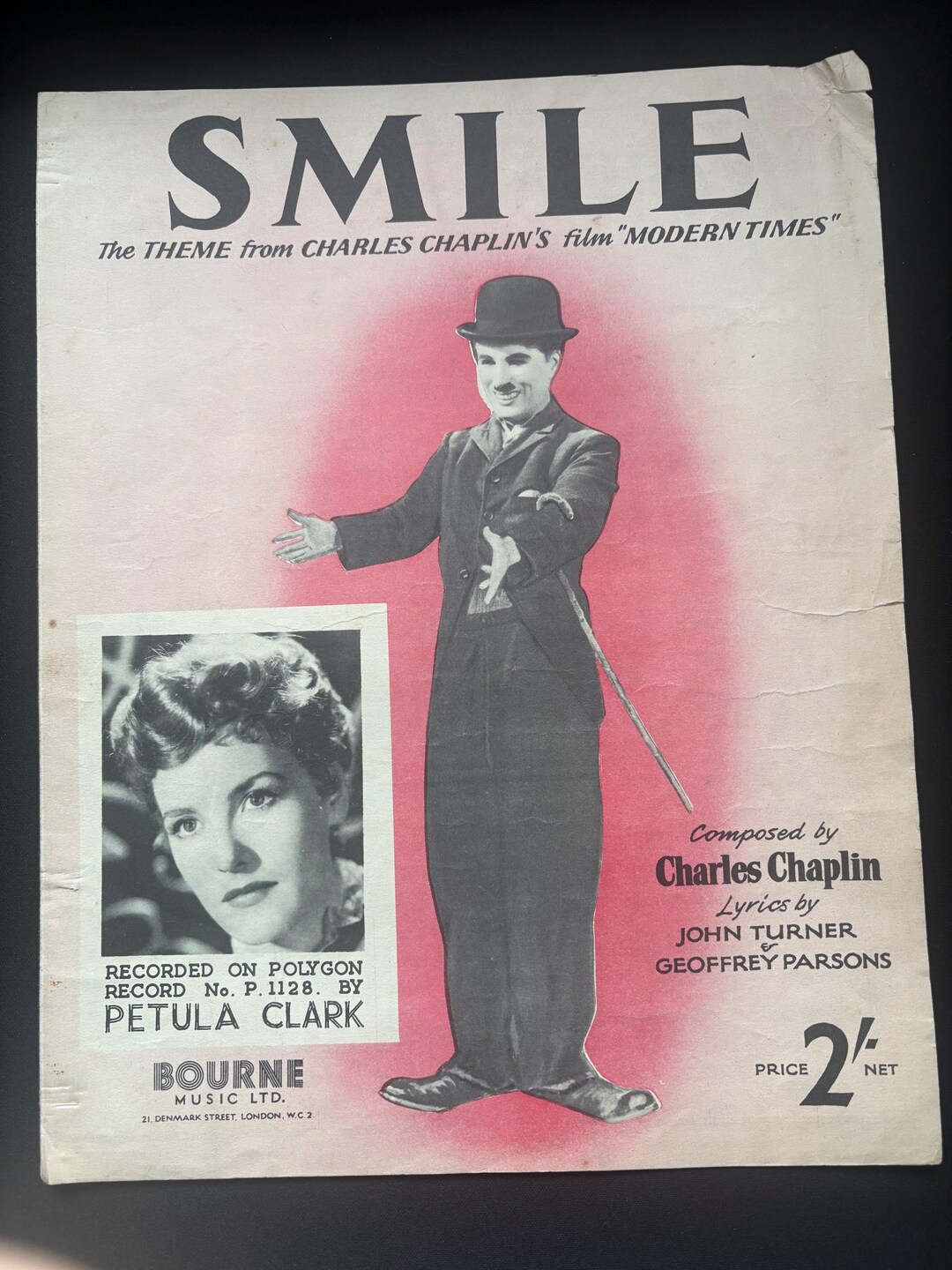 Vintage Sheet Music “smile” – Charles Chaplin – Modern Times – Petula ...