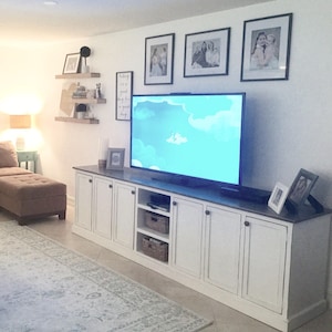 Naples Rustic Entertainment Center with Storage | Solid Wood Media Console Cabinet | Farmhouse Living Room Furniture | TV Stand